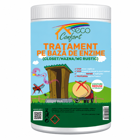 Tratament enzimatic pentru closet, hazna și WC rustic, 500 g​​​​​​​, Eco Confort