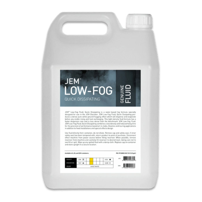 JEM Low-Fog Fluid - 5L - Lichid pentru efecte de fum greu, disipare rapidă [1]