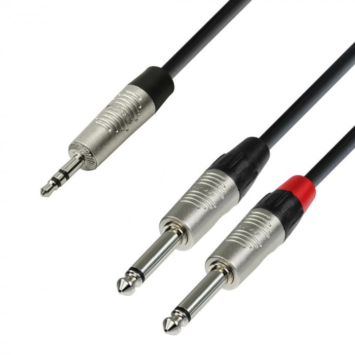 K4 YWPP 0300 - Cablu audio cu conectori Jack 3.5 mm stereo / 2 x Jack 6.3 mm mono REAN 3 m [1]