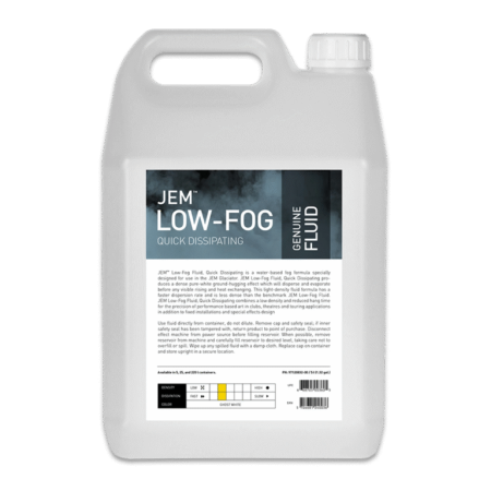 Accesorii pt. Lumini - JEM Low-Fog Fluid - 5L - Lichid pentru efecte de fum greu, disipare rapidă