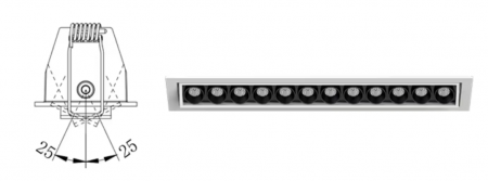 Proiector LED Încastrat Reglabil – 20W, 12x OSRAM, 4000K, Unghi 38°, Aluminiu [1]