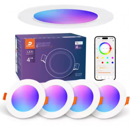 Iluminat industrial LED - Set 4 bucăți Spoturi LED Încastrate Ø10 cm (4″) – RGB, Bluetooth, IP44