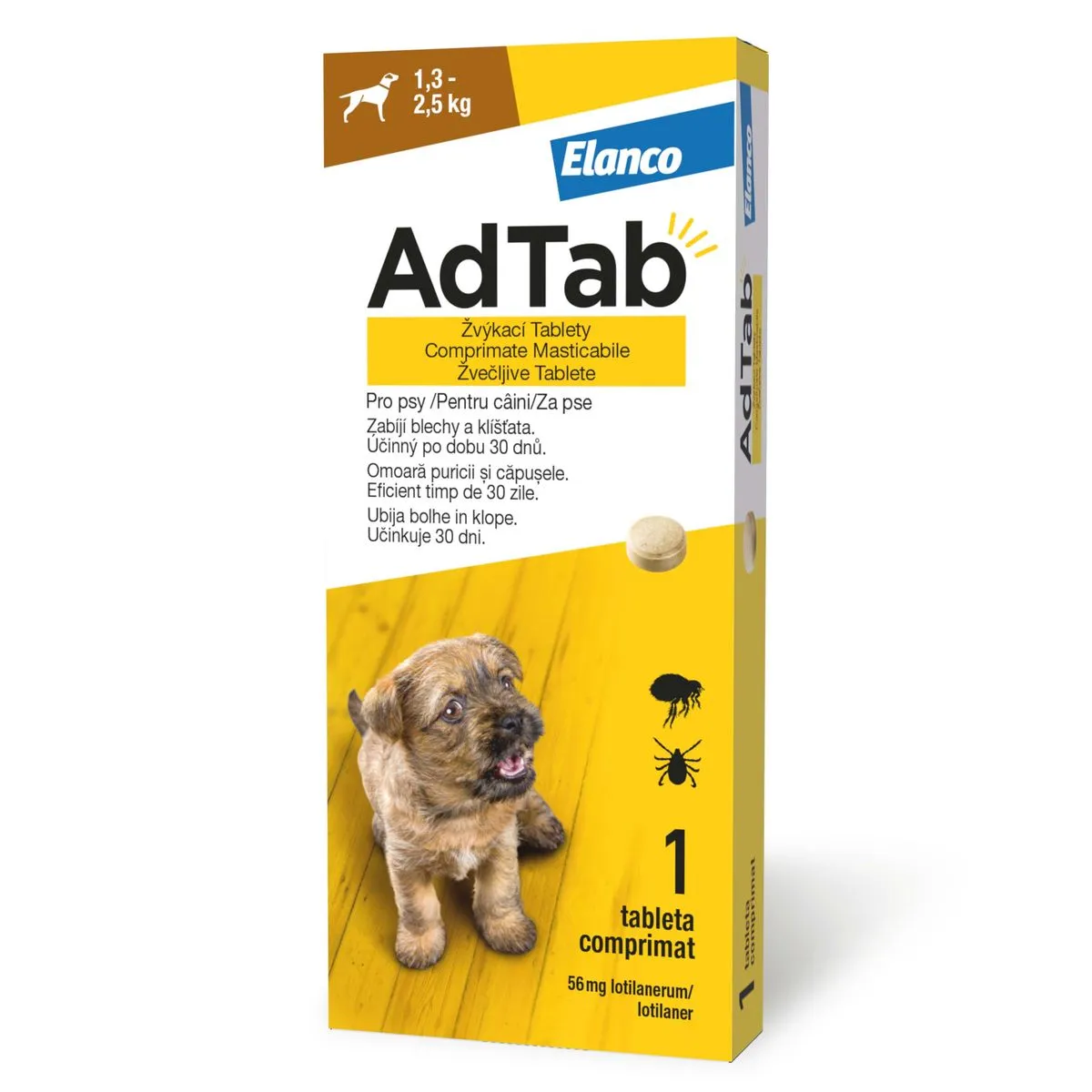 Farmacie - AdTab Antiparazitar pentru Câini (1.2 - 2.5 kg) - 56.25 mg