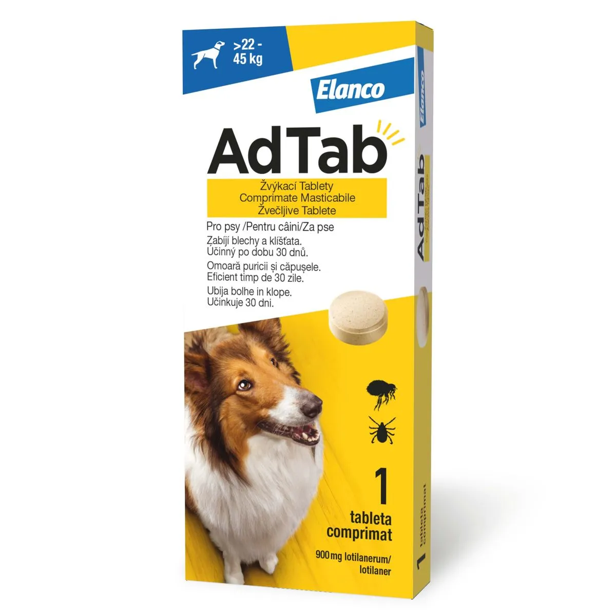 Câini - AdTab Antiparazitar pentru Câini (22 - 45 kg) - 900 mg