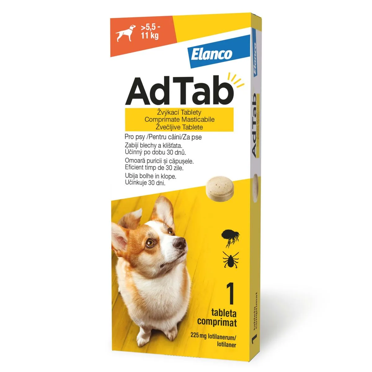Antiparazitare externe - AdTab Antiparazitar pentru Câini (5.5 - 11 kg) - 225 mg