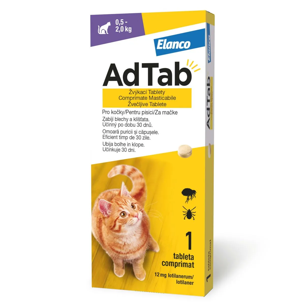 Antiparazitare externe - AdTab Antiparazitar pentru Pisici (0.5 - 2 kg) - 12 mg