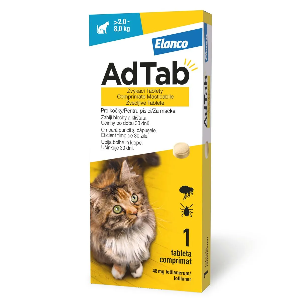 Antiparazitare externe - AdTab Antiparazitar pentru Pisici (2 - 8 kg) - 48 mg