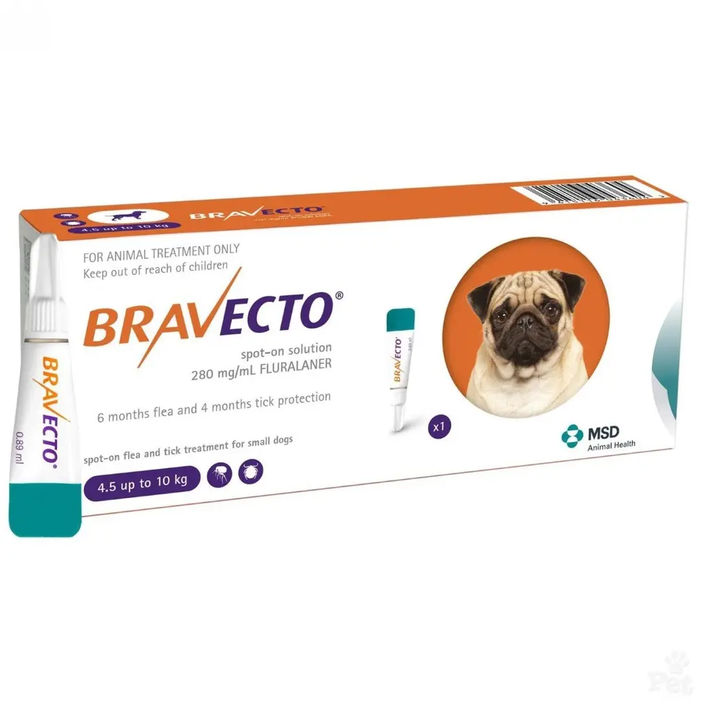 Antiparazitare externe - Bravecto Spot-On Pipetă pentru Câini (4.5-10 kg) - 250 mg
