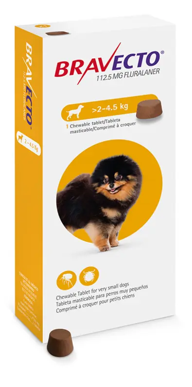 Antiparazitare interne și externe - Bravecto Tablete Masticabile pentru Câini (2-4.5 kg) - 112.5 mg » Cleo’s Vet ❤️