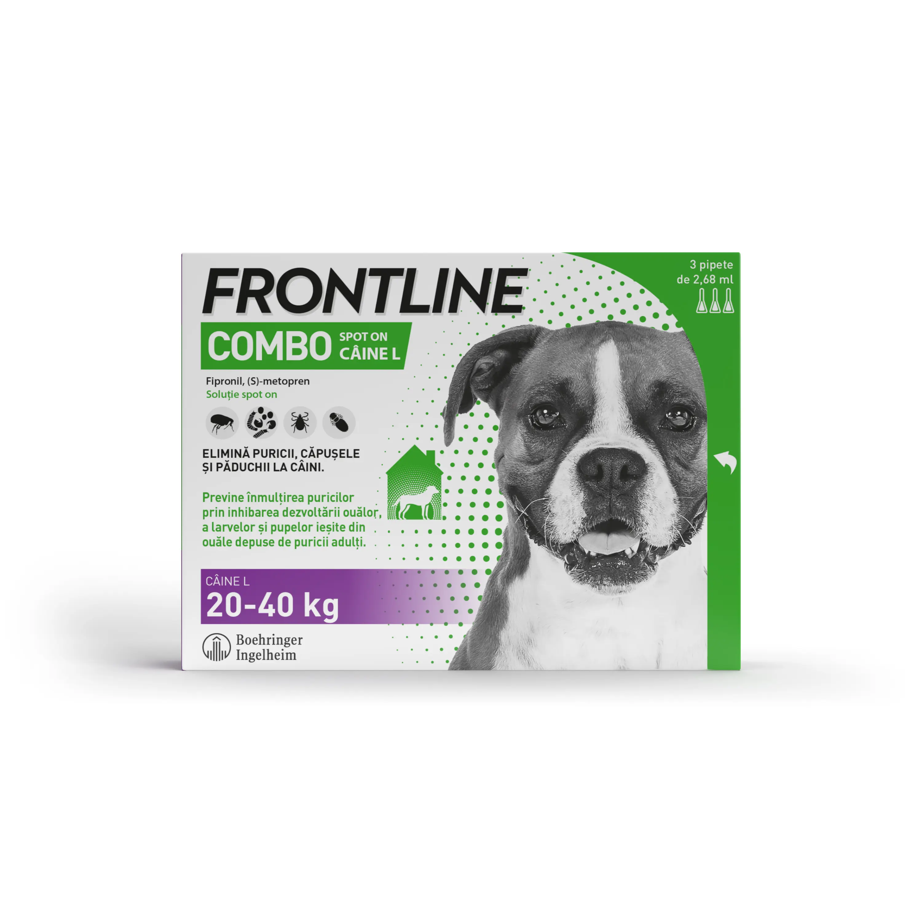 Antiparazitare interne și externe - Frontline Combo Spot-On L Pipetă pentru Câini (20-40 kg) - 268 mg