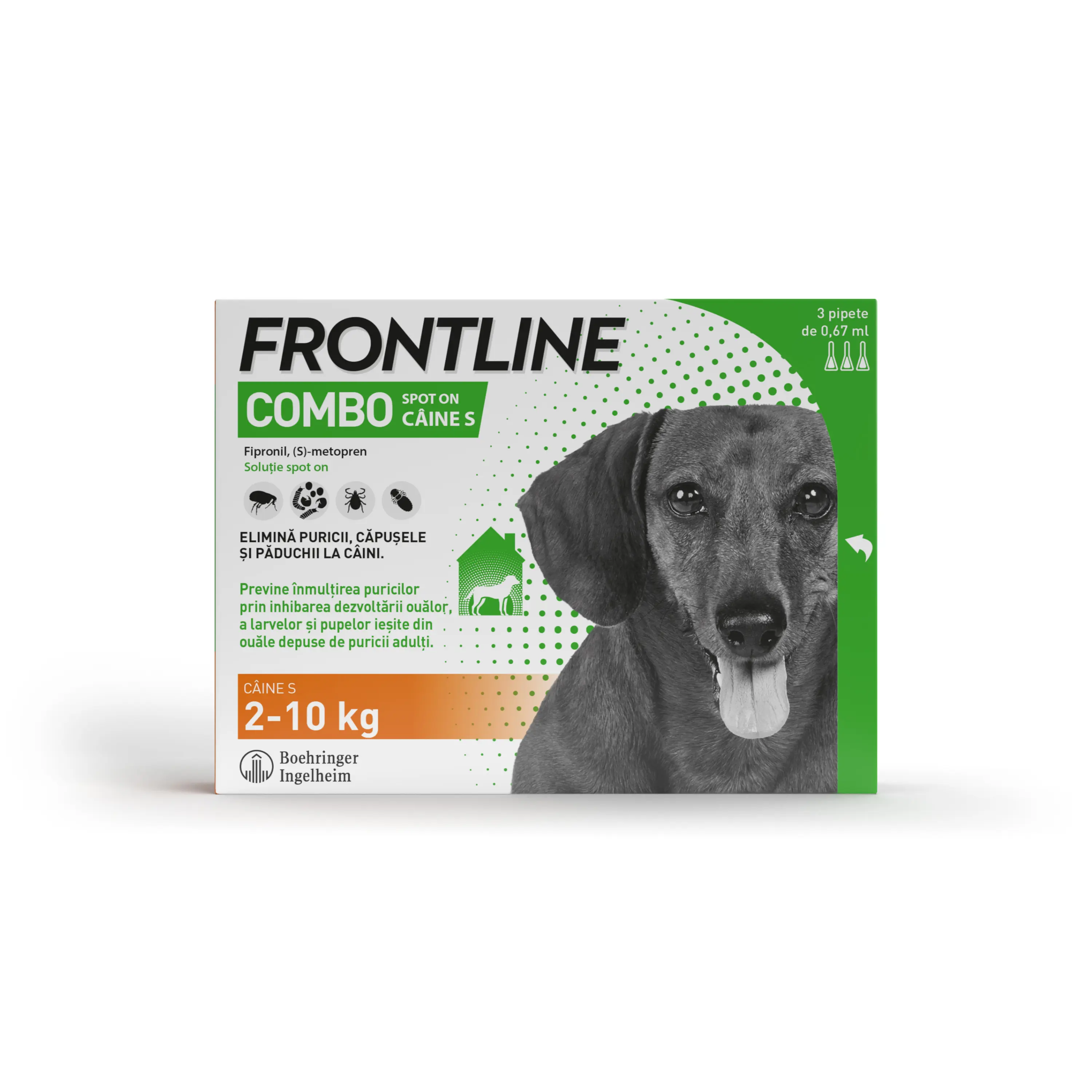 Antiparazitare interne și externe - Frontline Combo Spot-On S Pipetă pentru Câini (2-10 kg) - 67 mg