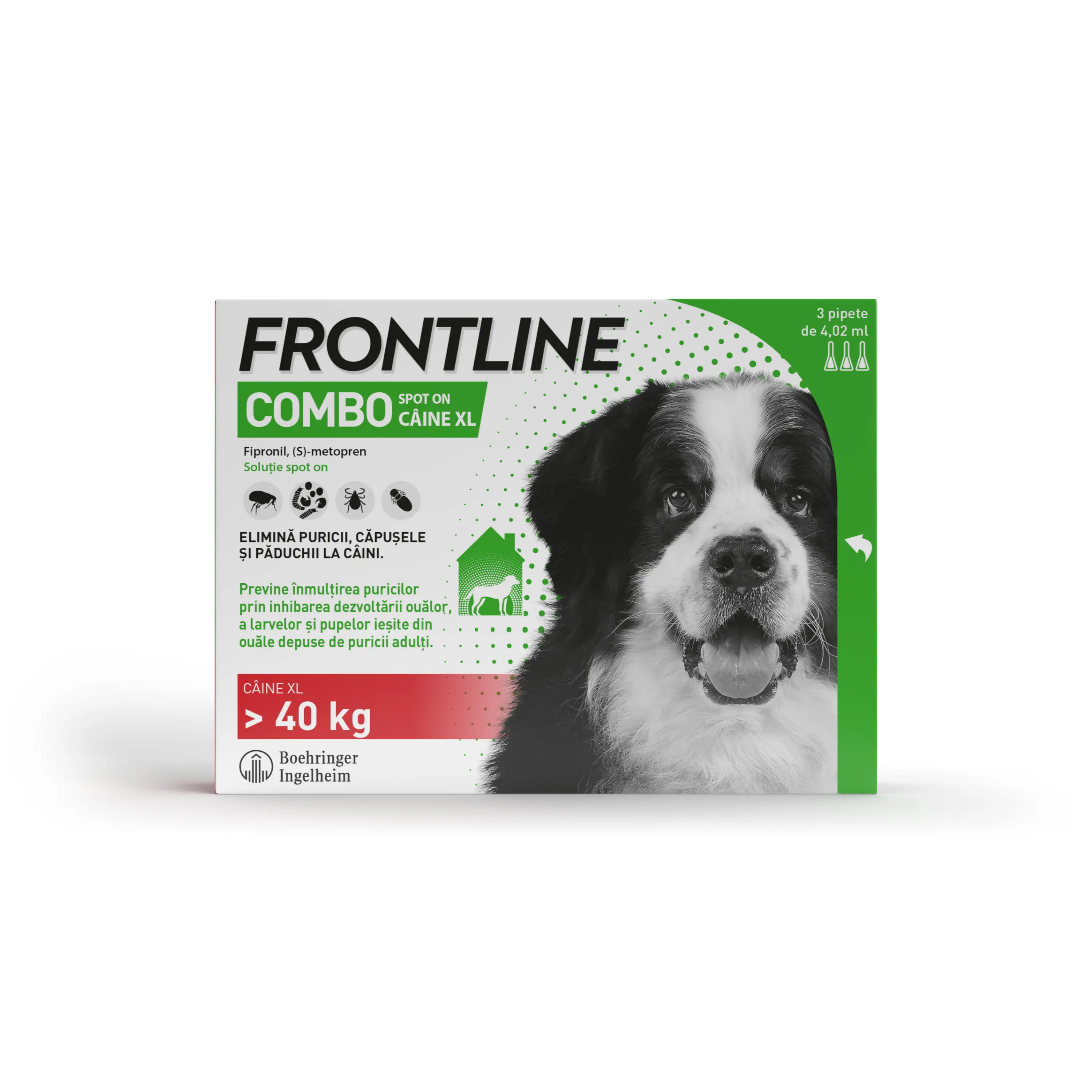 Antiparazitare interne și externe - Frontline Combo Spot-On XL Pipetă pentru Câini (>40 kg) - 402 mg