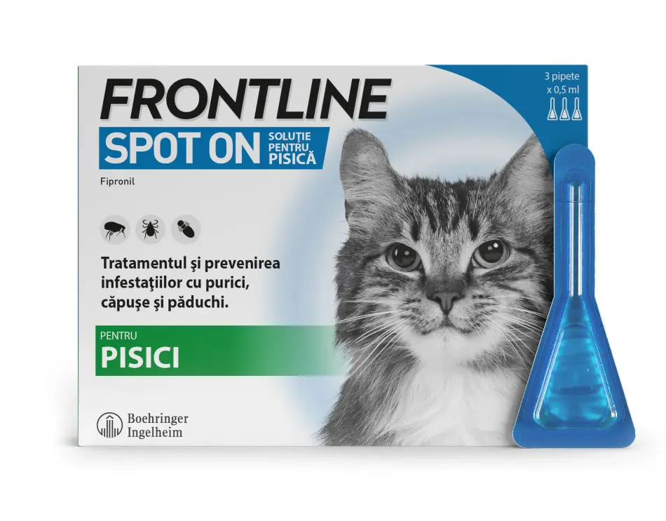 Antiparazitare externe - Frontline Spot-On - Pipete Antiparazitare pentru Pisici