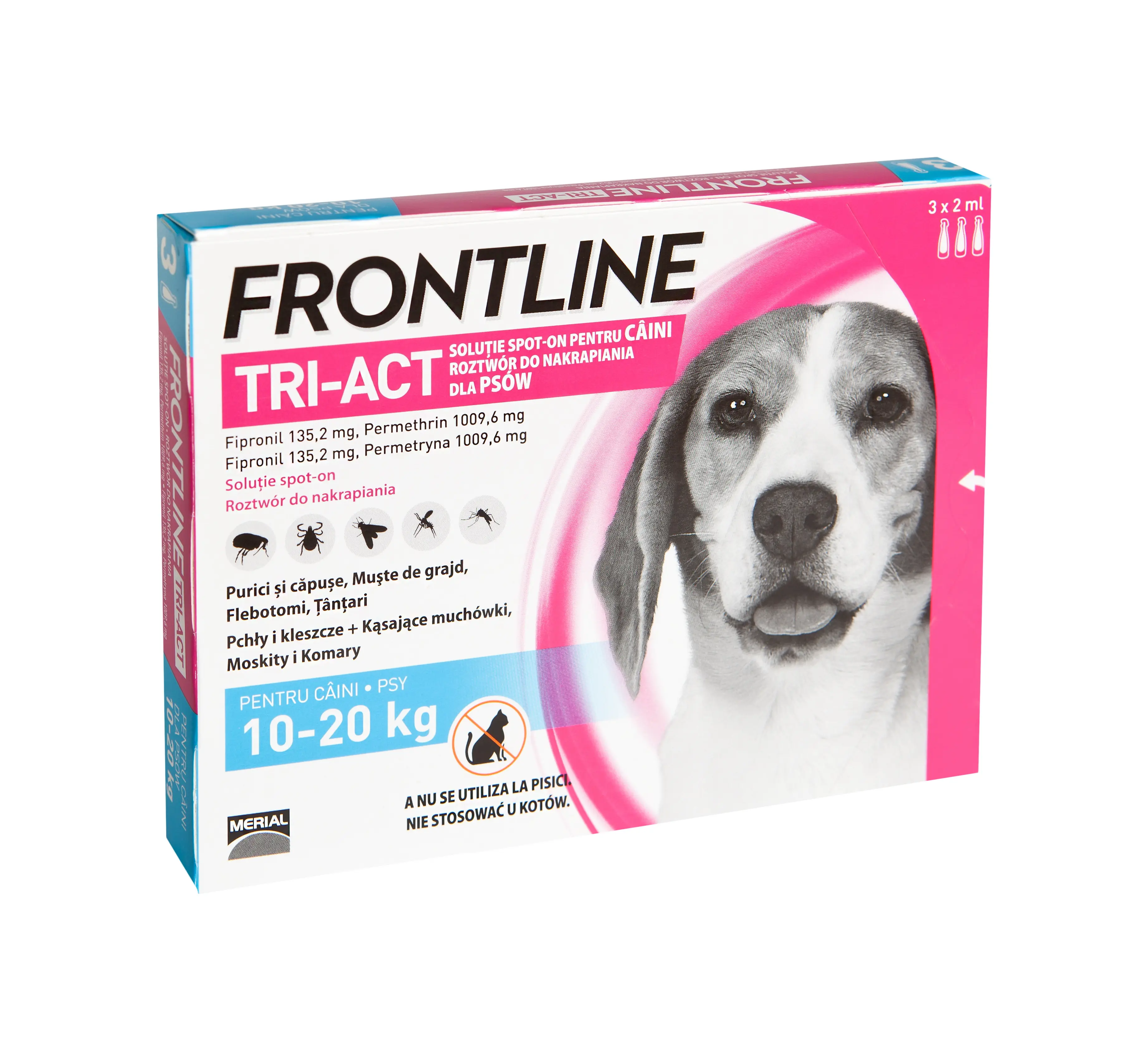 Câini - Frontline Tri-Act Spot-On M Pipetă pentru Câini (10-20 kg) - 135.2 mg