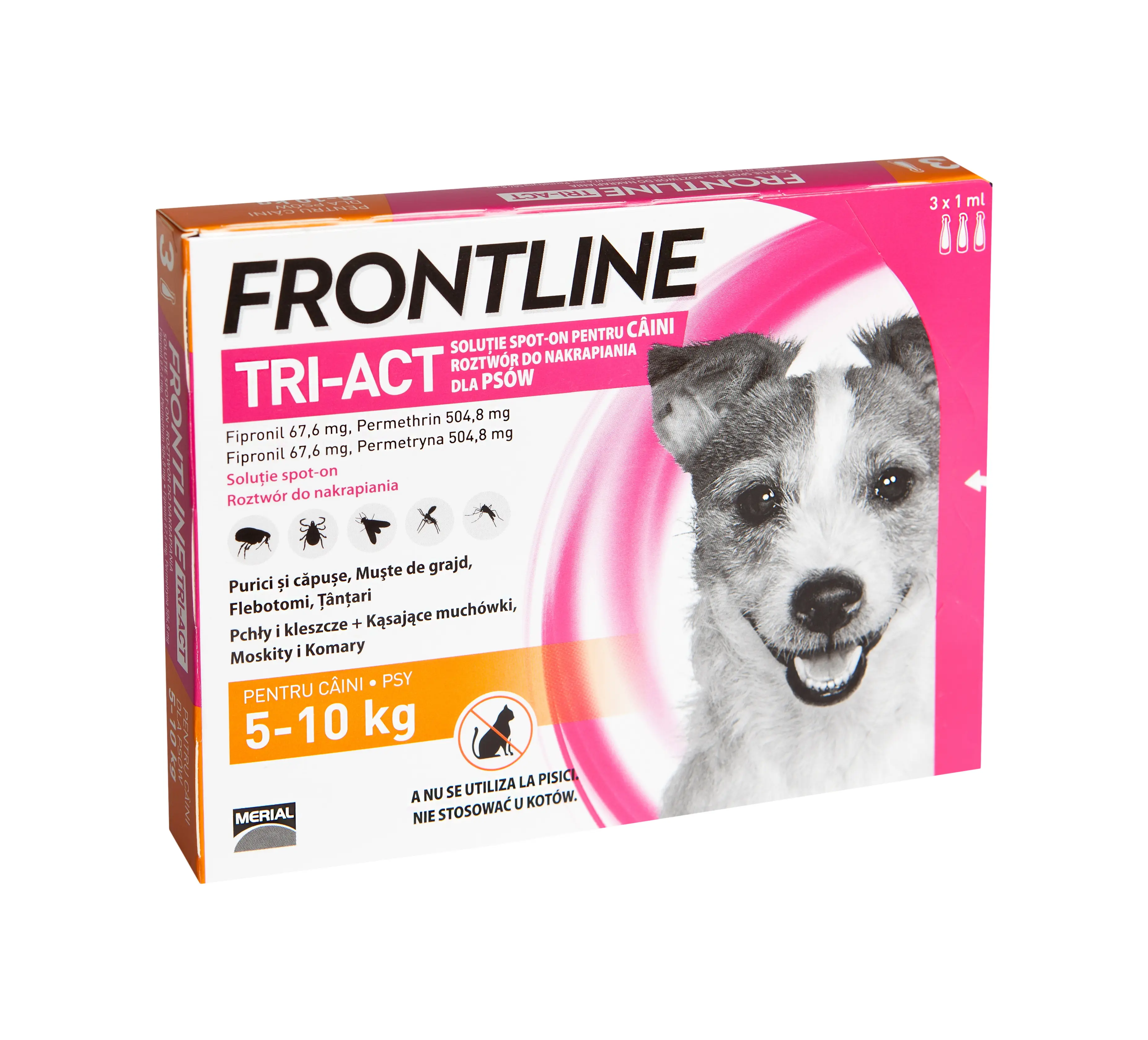 Antiparazitare interne și externe - Frontline Tri-Act Spot-On S Pipetă pentru Câini (5-10 kg) - 67.6 mg