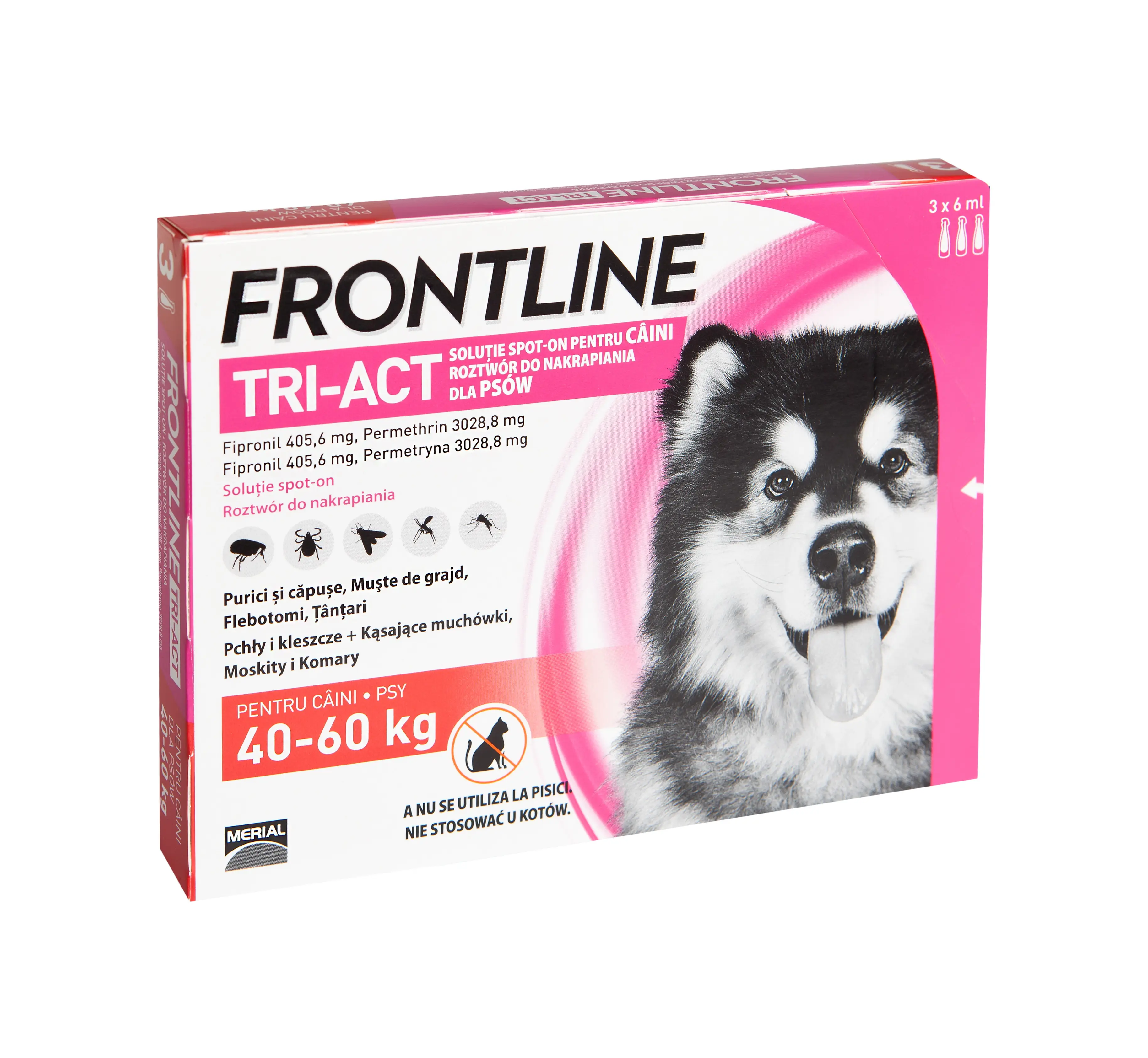 Antiparazitare interne și externe - Frontline Tri-Act Spot-On XL Pipetă pentru Câini (>40 kg) - 405.6 mg