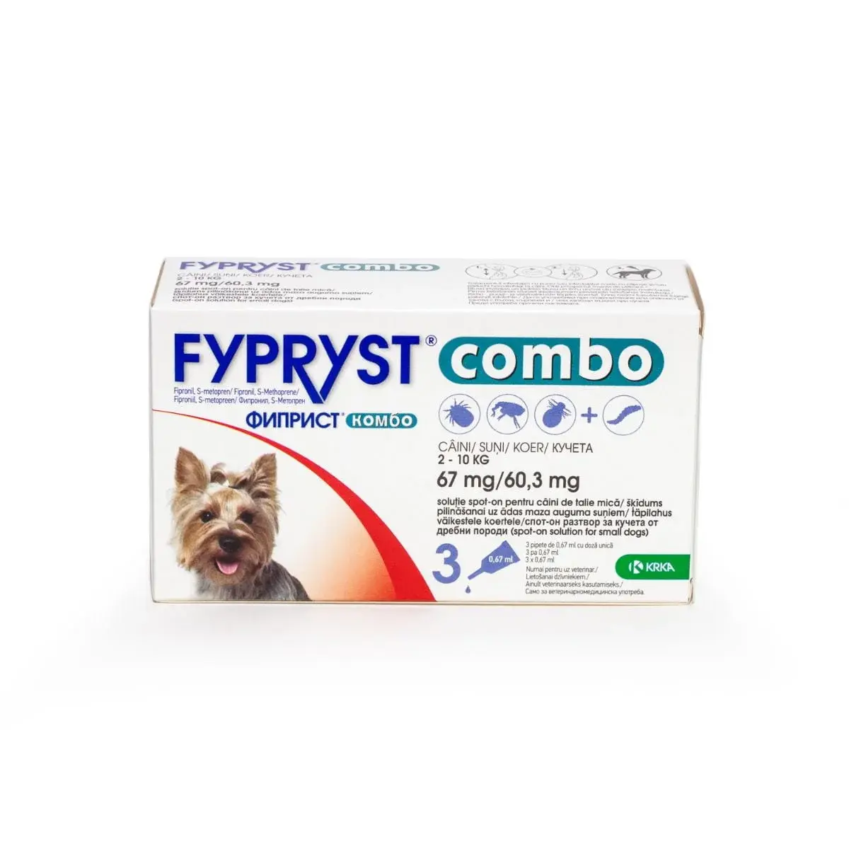 Antiparazitare interne și externe - Fypryst Combo S pentru Câini (2-10 kg) - 67 mg