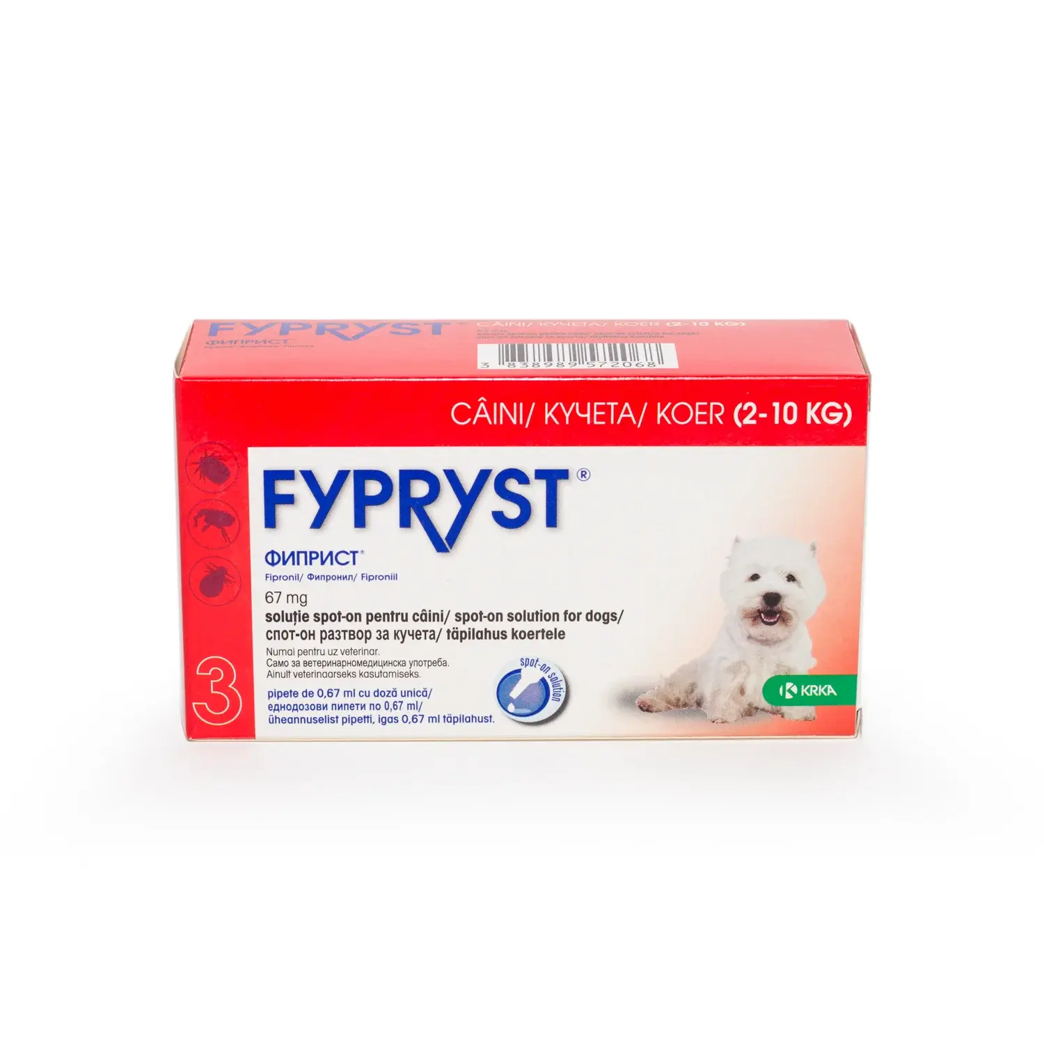 Câini - Fypryst S pentru Câini (2-10 kg) - 67 mg