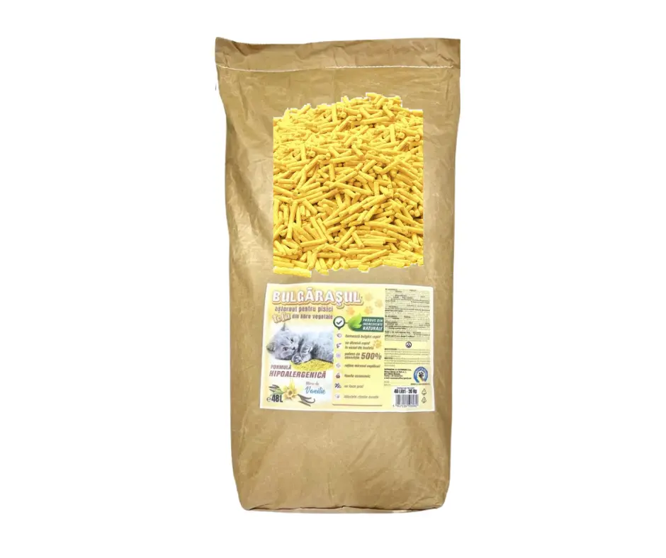 Așternut Igienic / Nisip - Nisip Pisici Tofu Vanilie Bulgarașul - Biodegradabil 48L