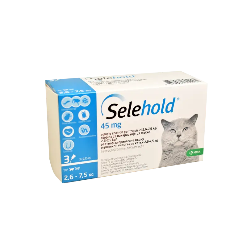 Antiparazitare externe - Selehold Antiparazitar pentru Pisici (2,6 kg - 7.5 kg) - 45 mg