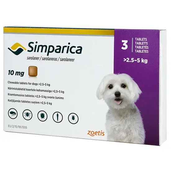 Antiparazitare interne - Simparica Antiparazitar pentru Câini (2.5-5 kg) - 10 mg