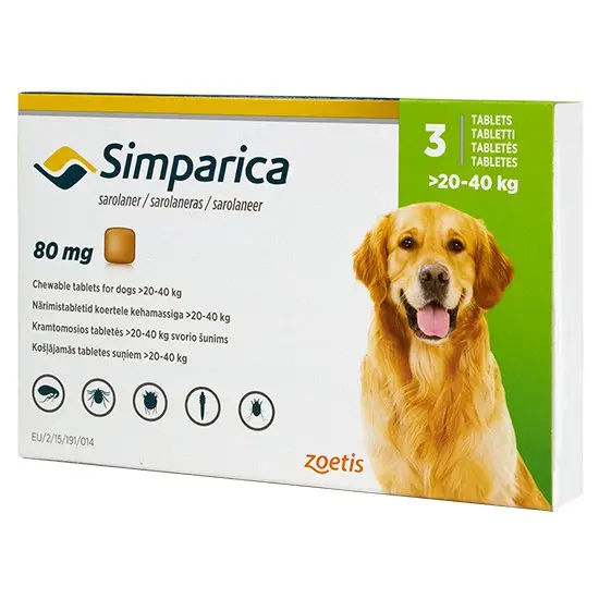 Antiparazitare interne - Simparica Antiparazitar pentru Câini (20-40 kg) - 80 mg