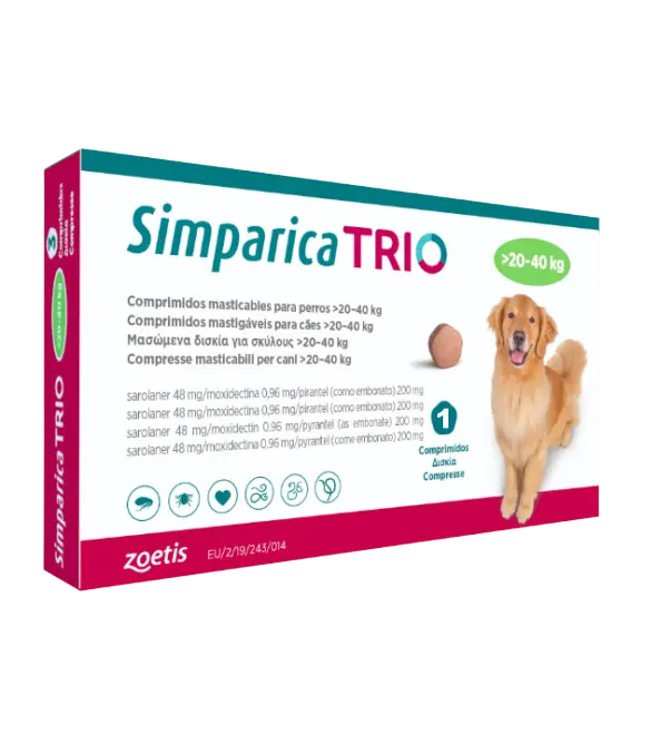 Câini - Simparica Trio Antiparazitar pentru Câini (20-40 kg) - 48 mg