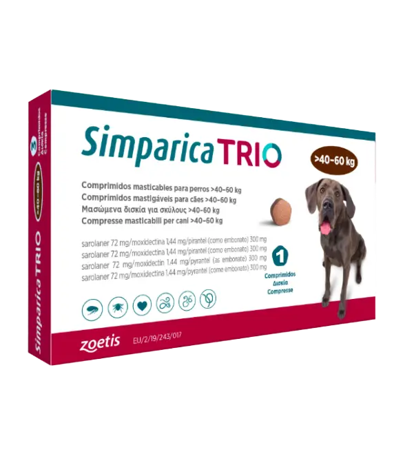 Câini - Simparica Trio Antiparazitar pentru Câini (40-60 kg) - 72 mg