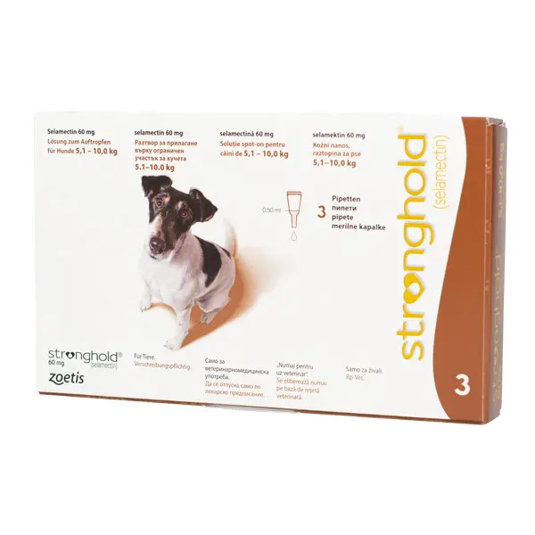 Antiparazitare interne și externe - Stronghold pentru Câini (5-10 kg) - 60 MG/0.5 ML