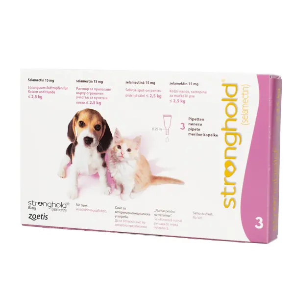 Antiparazitare interne și externe - Stronghold pentru Câini și Pisici (sub 2.5 kg) - 15 MG