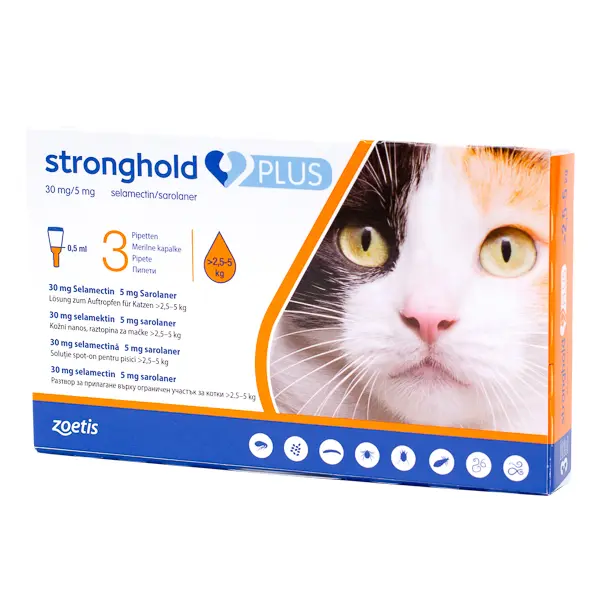Antiparazitare externe - Stronghold Plus pentru Pisici (2.5-5 kg) - 30 MG/0.5ML