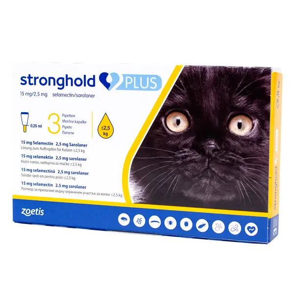 Antiparazitare externe - Stronghold Plus pentru Pisici (sub 2.5 kg) - 15 MG/0.25 ML