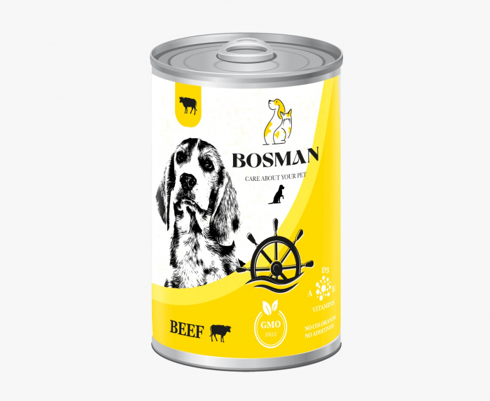 BOSMAN Conserva hrana umeda pentru caini adulti, Carne de vita, 1240g [1]