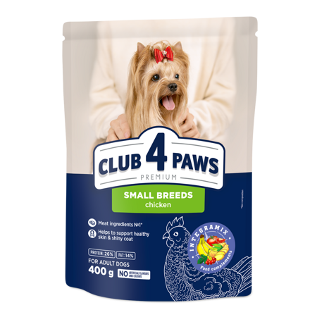 CLUB4PAWS Hrana uscata caini adulti, Talie mica, Pui, 400g [1]