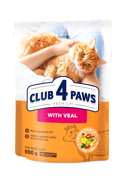 CLUB 4 PAWS Hrana uscata pisici adulte, Vita, 900g [1]