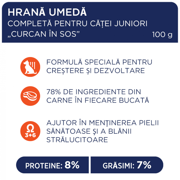 CLUB 4 PAWS Plic hrana umeda catei juniori, Curcan in sos, Set 24x100g [2]