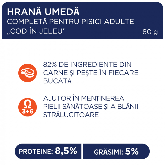 CLUB 4 PAWS Plic hrana umeda pisici adulte, Cod in jeleu, 80g [2]
