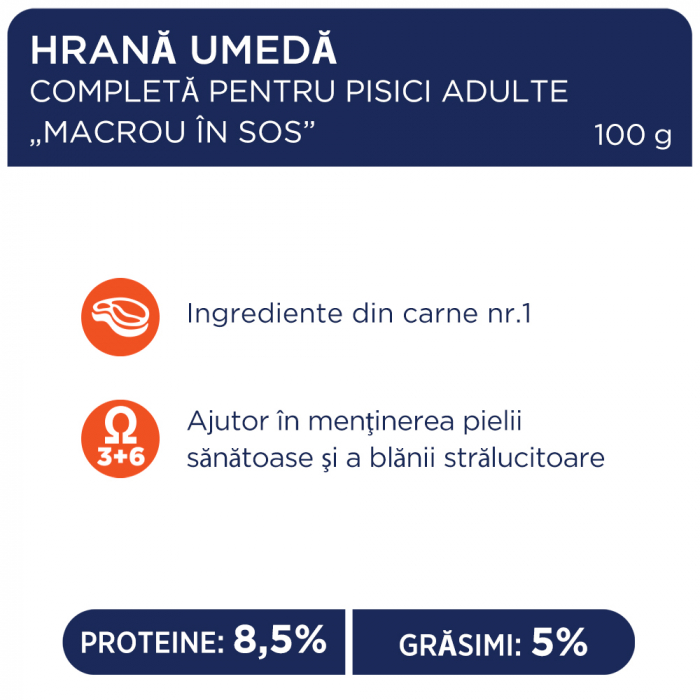 CLUB 4 PAWS Plic hrana umeda pisici adulte, Macrou in sos, Set 24x100g [2]