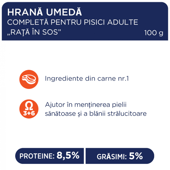 CLUB 4 PAWS Plic hrana umeda pisici adulte, Rata in sos, Set 24x100g [2]