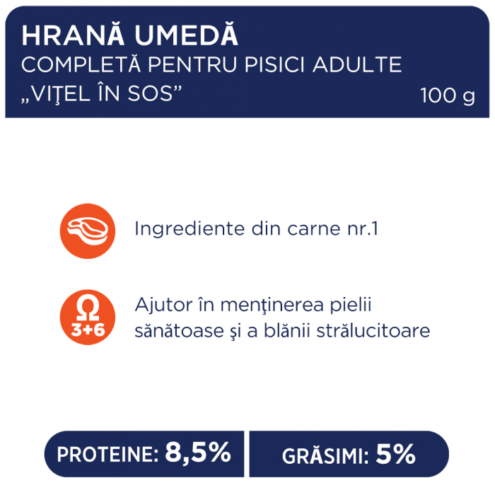 CLUB 4 PAWS Plic hrana umeda pisici adulte, Vita in sos, Set 24x100g [2]
