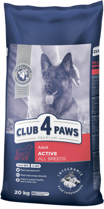 CLUB 4 PAWS Active, Hrana uscata caini activi adulti, Toate rasele, 20kg [1]
