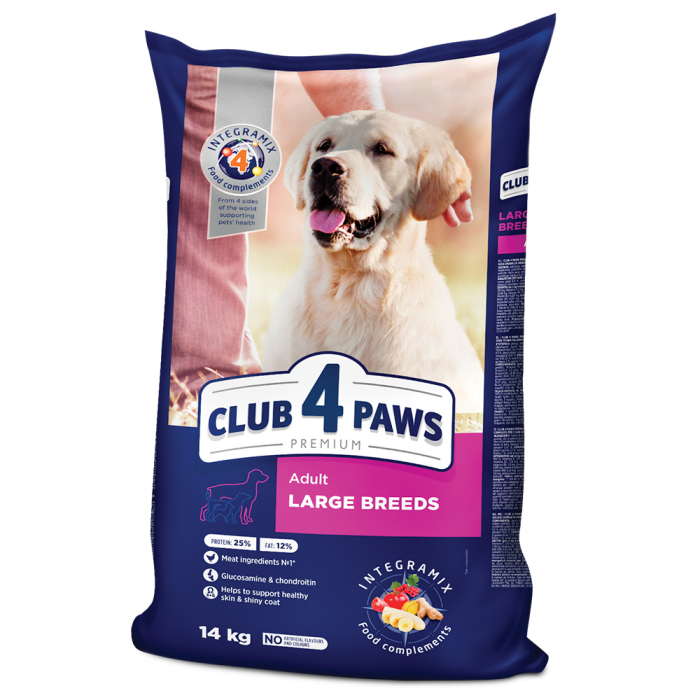 CLUB4PAWS Hrana uscata caini adulti, Talie mare, Pui, 14kg [1]