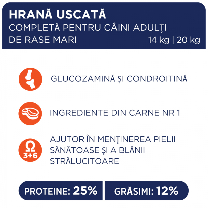 CLUB 4 PAWS Hrana uscata caini adulti, Talie mare, Pui, 20kg [3]
