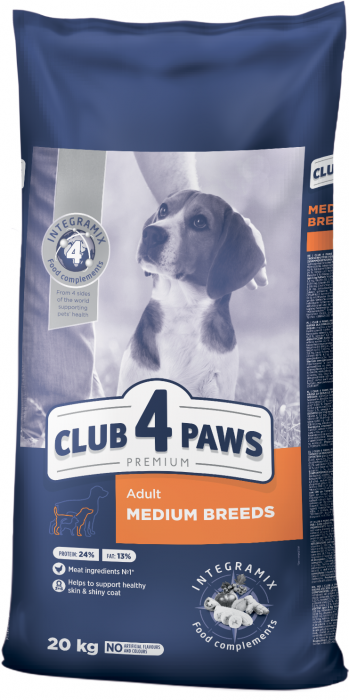 CLUB 4 PAWS Hrana uscata caini adulti, Talie medie, Pui, 20kg [1]