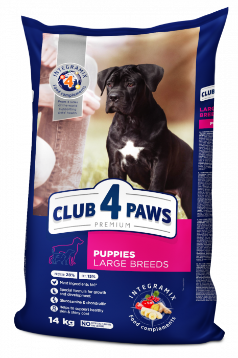 CLUB 4 PAWS Puppies, Hrana uscata catei juniori, Talie mare, Pui, 14kg [1]
