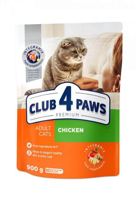 CLUB 4 PAWS Premium Hrana uscata pisici adulte, Pui, 900g [1]
