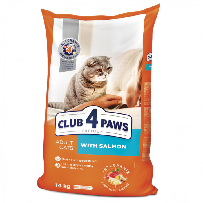 CLUB 4 PAWS Premium Hrana uscata pisici adulte, Somon, 14kg [1]