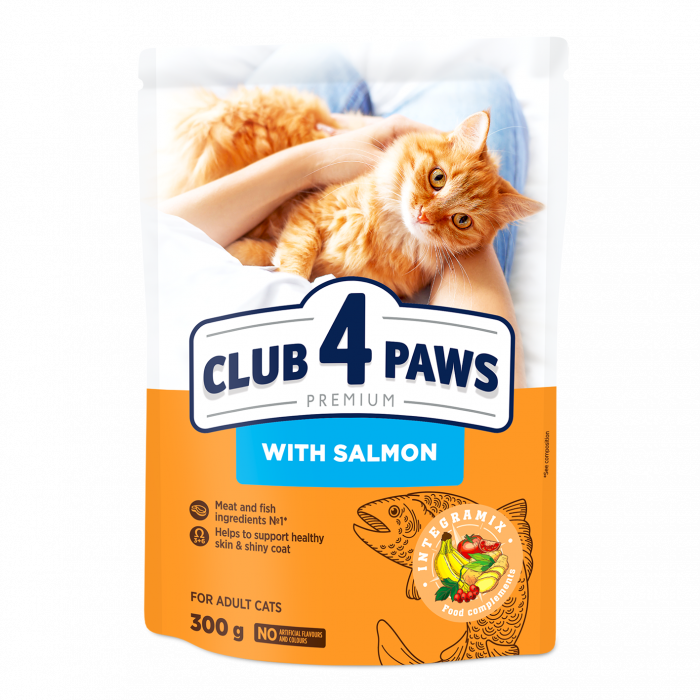 CLUB 4 PAWS Premium Hrana uscata pisici adulte, Somon, 300g [1]