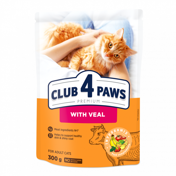 CLUB 4 PAWS Premium Hrană uscată pisici adulte, Vită, 300g [1]