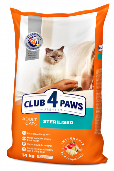 CLUB 4 PAWS Premium Hrana uscata pisici sterilizate, Pui, 14kg [1]